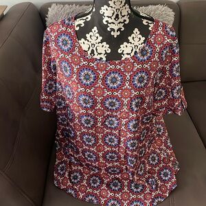 EVAN-PICONE Colorful Design Short Sleeve Blouse Size 16